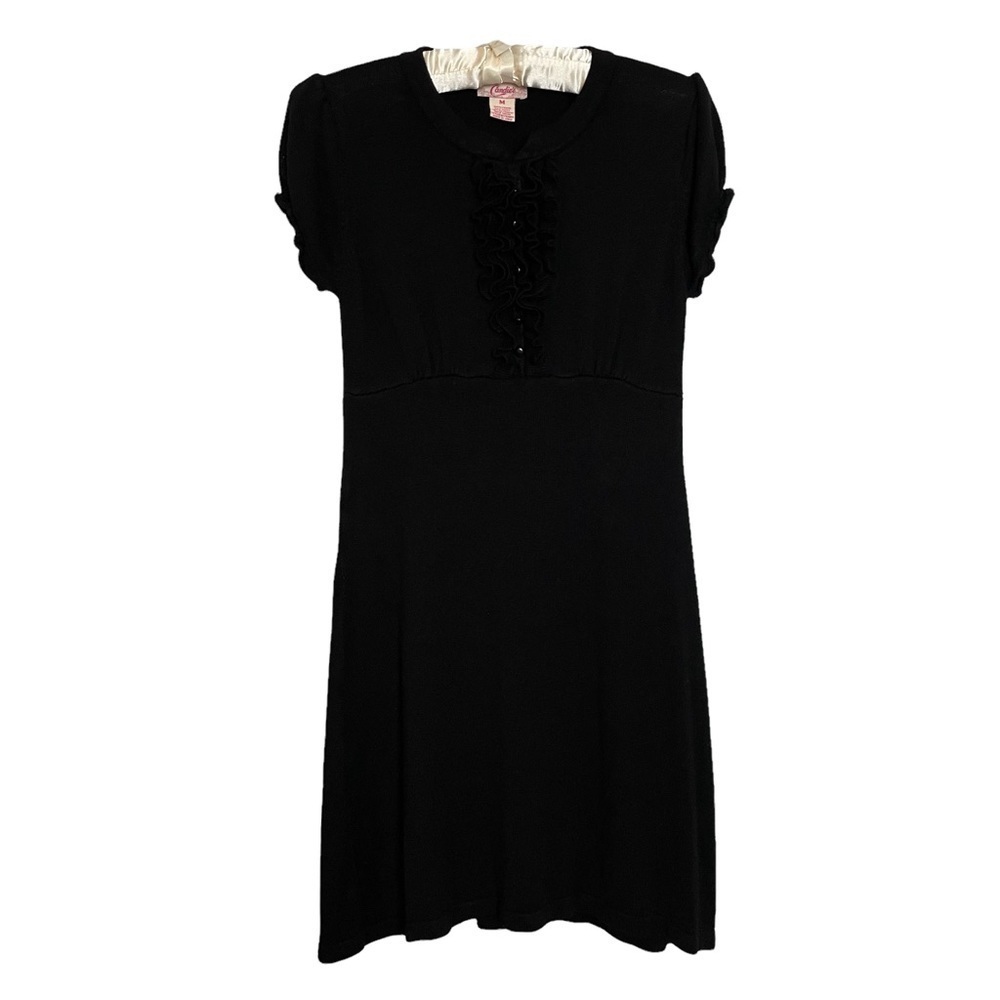 Vintage Candies Little Black Dress with Ruffled Accent on Chest Sz.M